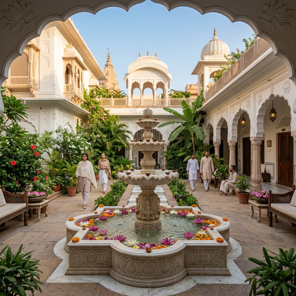 ISKCON Vrindavan Guest House courtyard
